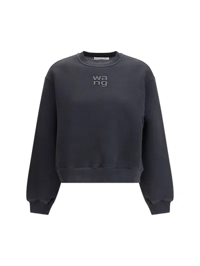 Alexander Wang Relaxed Fit Crew Sweatshirt With Puff Paint Logo In Black
