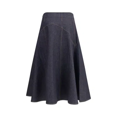 Jacquemus Blue Cotton Midi Women's Skirt In Blue