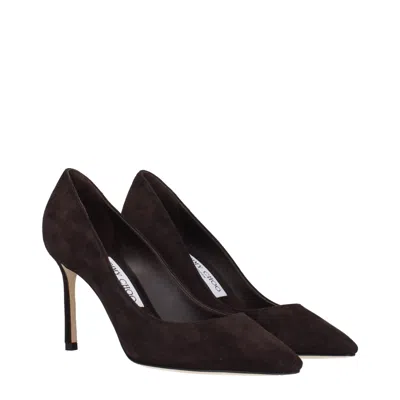 Jimmy Choo Brown Leather High Heel Women's Pumps In Brown