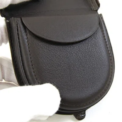 Pre-owned Loewe Dark Brown Leather Coin Purse/coin Case ()