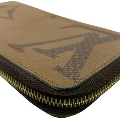 Pre-owned Louis Vuitton Beige Brown Leather Long Wallet (bi-fold) () In Multi