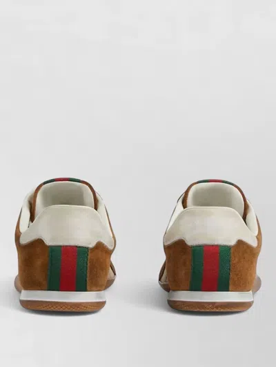 Gucci Shift Suede Sneakers With Gg Supreme Fabric Inserts In Multi