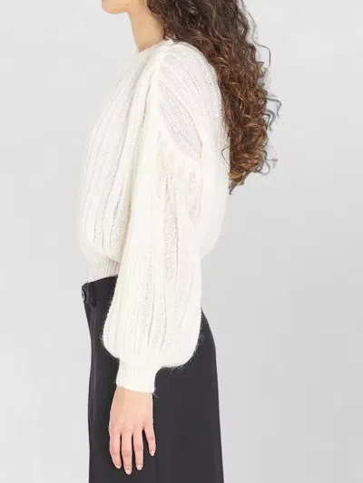 Loewe Mohair Blend Sweater Balloon Sleeves In White