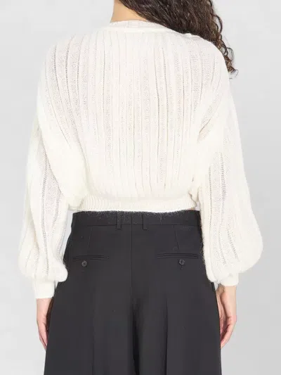 Loewe Mohair Blend Sweater Balloon Sleeves In White