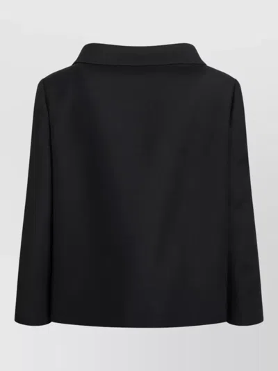 Valentino Wool Silk Jacket Front Pockets Detail In Black