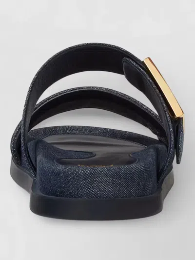 Fendi Double-band Embroidered Slides With Decorative Buckle In Multi