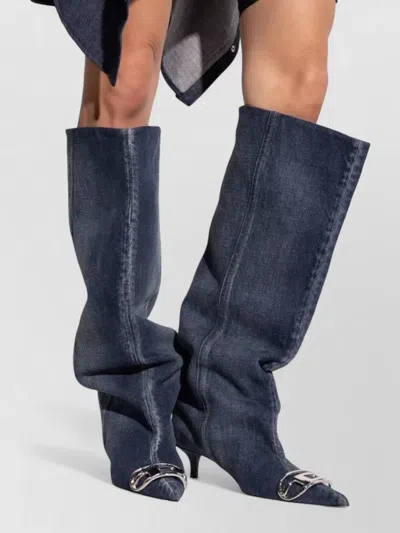 Diesel Venus Denim Boots Kitten Heel Knee Length