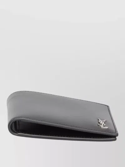 Saint Laurent Cassandre East West Compact Leather Wallet
