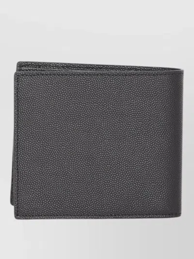 Saint Laurent Horizontal Wallet Bi Fold Texturized Calfskin In Black