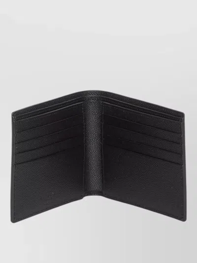 Saint Laurent Horizontal Wallet Bi Fold Texturized Calfskin In Black