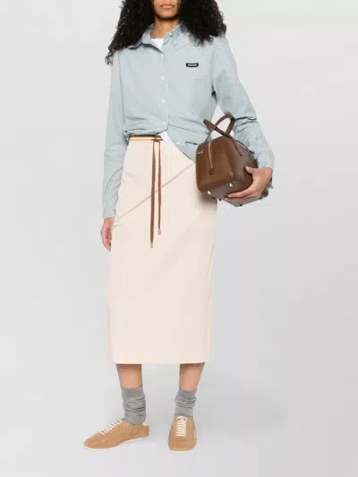 Miu Miu Check Poplin Shirt Long Sleeves Cuffs In Blue