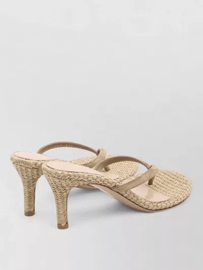 Gianvito Rossi Calypso Suede Raffia Thong Sandals Stiletto In Neutral