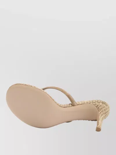 Gianvito Rossi Calypso Suede Raffia Thong Sandals Stiletto In Neutral