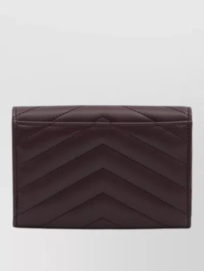 Saint Laurent Cassandre Lambskin Chevron Envelope Wallet In Burgundy