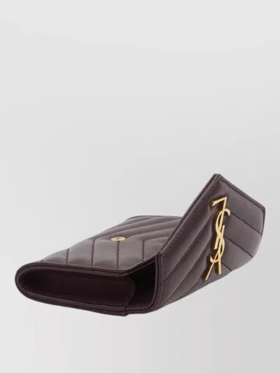 Saint Laurent Cassandre Lambskin Chevron Envelope Wallet In Burgundy