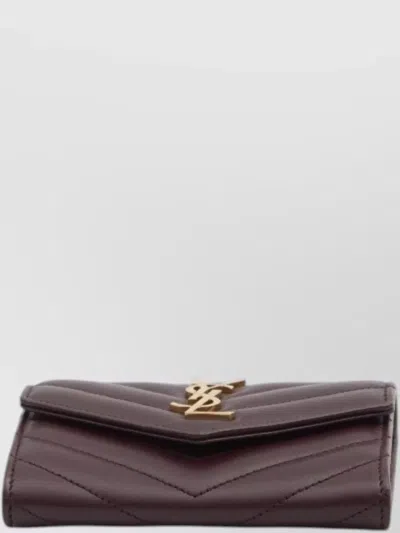 Saint Laurent Cassandre Lambskin Chevron Envelope Wallet In Burgundy