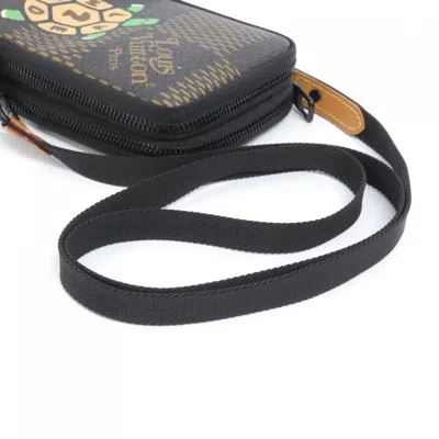 Pre-owned Louis Vuitton Black Brown Coated Canvas Phone Wallet () In Multi