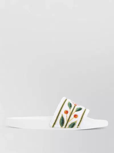 Casablanca Terry Slider Sandals Embroidered Strap Flat