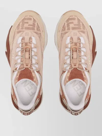 Fendi Mesh Flow Sneakers Perforated Design Pull Tab In Neutral
