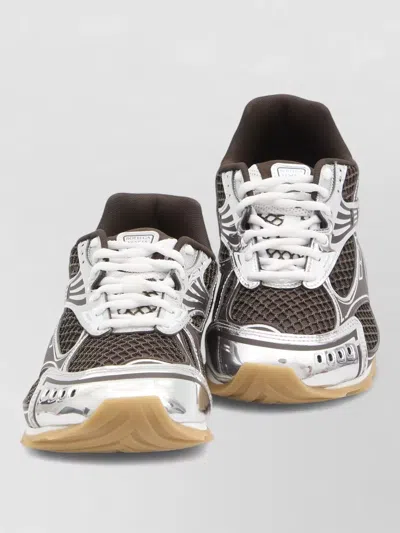 Bottega Veneta Men Fondant And Silver Technical Fabric And Mesh Orbit Sneakers In Brown