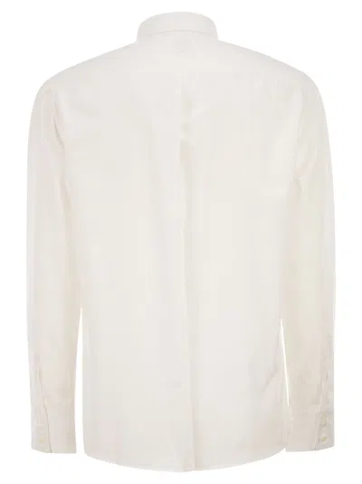 Brunello Cucinelli Men Basic Fit Twill Shirt With Button-down Collar In White