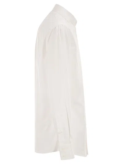 Brunello Cucinelli Men Basic Fit Twill Shirt With Button-down Collar In White