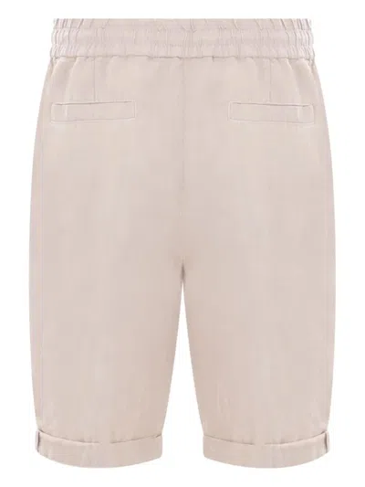 Brunello Cucinelli Relaxed-fit Linen Shorts With Adjustable Drawstring Waist In Neutral
