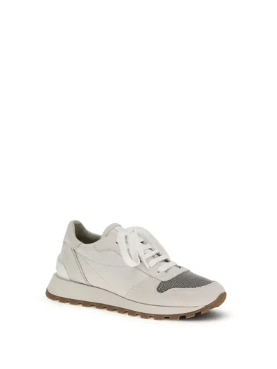 Brunello Cucinelli Women Precious Toe Sneakers In Suede And Techno Fabric In Multi