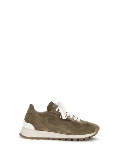 Brunello Cucinelli Suede Sneakers With Iconic Jewel Application In Multi