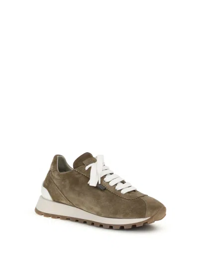 Brunello Cucinelli Suede Sneakers With Iconic Jewel Application In Multi