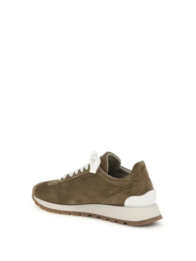 Brunello Cucinelli Suede Sneakers With Iconic Jewel Application In Multi