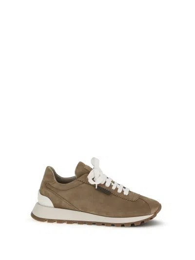 Brunello Cucinelli Suede Sneakers With Iconic Jewel Application In Multi