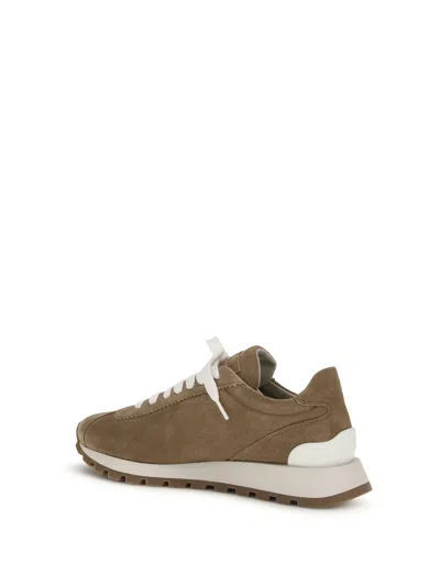 Brunello Cucinelli Suede Sneakers With Iconic Jewel Application In Multi