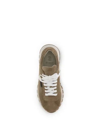 Brunello Cucinelli Suede Sneakers With Iconic Jewel Application In Multi