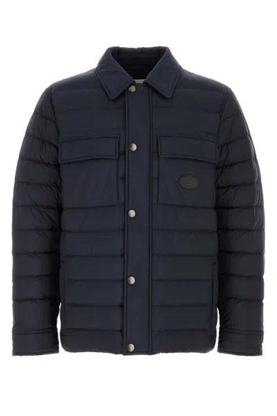 Burberry Men Navy Blue Nylon Down Jacket In Blue