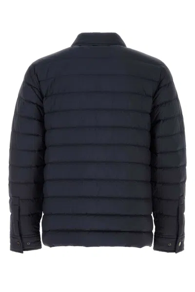 Burberry Men Navy Blue Nylon Down Jacket In Blue