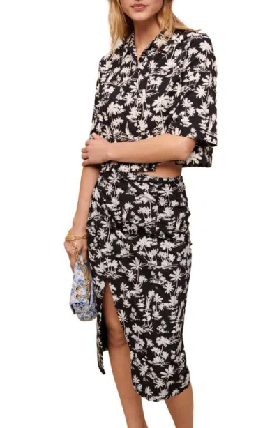 Maje Jimier Cotton Printed Wrap Skirt In Black