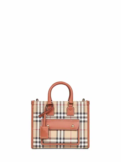 Burberry Women Archive Beige Freya Mini Tote Bag In Multi