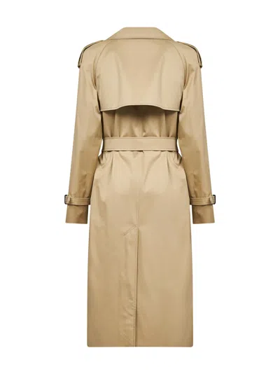 Burberry Women Beige Gabardine Castleford Long Trench Coat In Brown