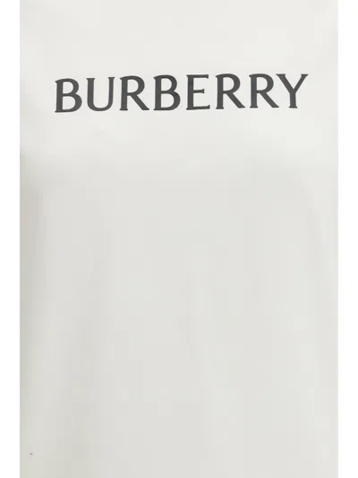Burberry Ribbed Cotton Jersey T-shirt With Logo Print In Neutral