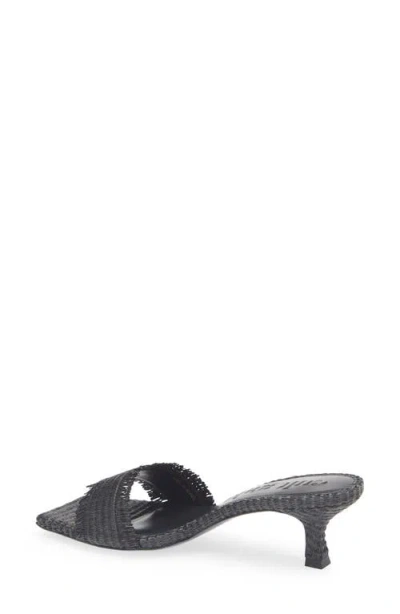 Cult Gaia Ada Frayed Kitten Mule Sandals In Black