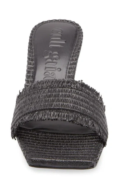 Cult Gaia Ada Frayed Kitten Mule Sandals In Black