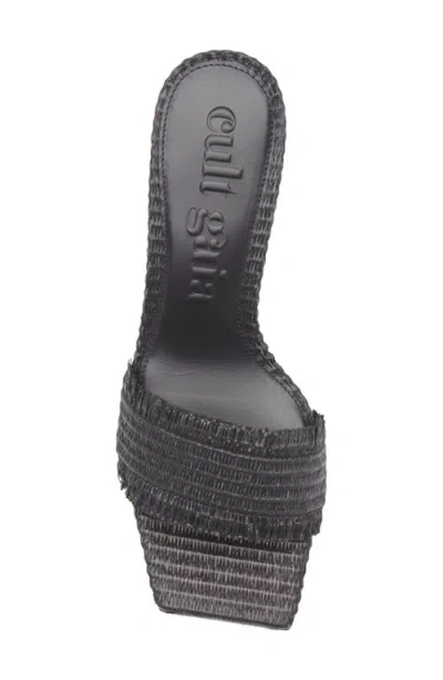 Cult Gaia Ada Frayed Kitten Mule Sandals In Black