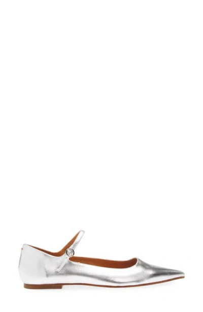 Aeyde Cleo Pointed Toe Mary Jane Flat In Silver