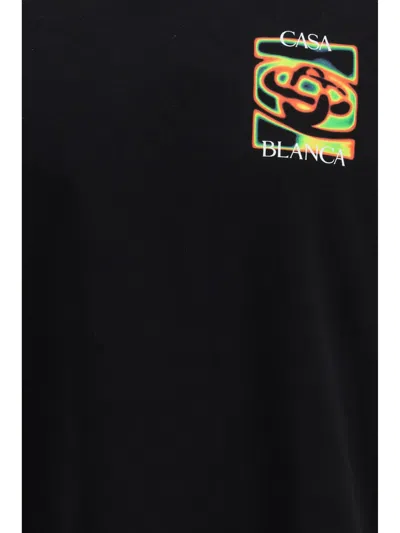 Casablanca Black Crewneck T-shirt With Logo Detail On The Front And Maxi Logo On The Rear In Cotton Man