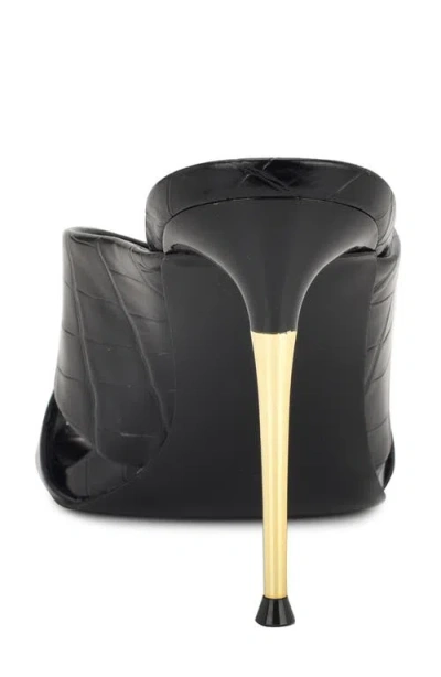 Nine West Sancie Croc Embossed Stiletto Sandal In Black
