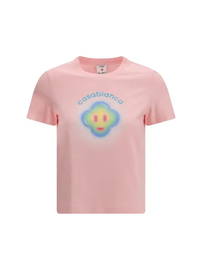 Casablanca Women Airbrush Smiley Fitted Short-sleeve T-shirt In Pink