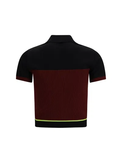 Casablanca Women Striped Short-sleeve Polo Shirt In Brown