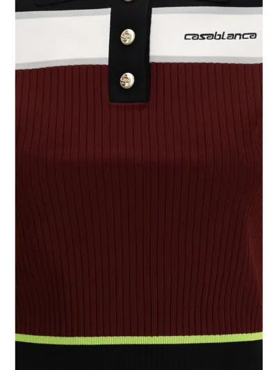 Casablanca Women Striped Short-sleeve Polo Shirt In Brown