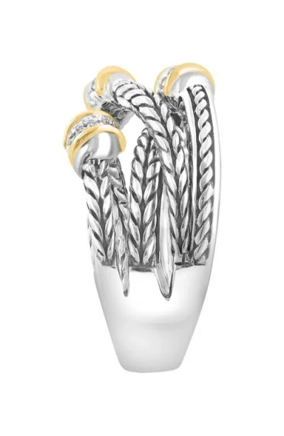 Effy Diamond Two Tone Crossover Ring In Silver